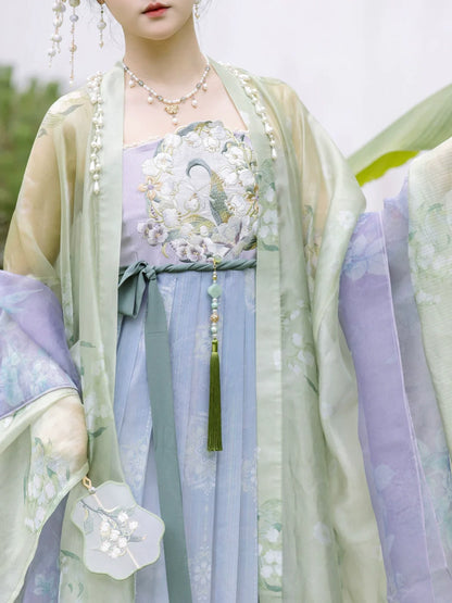 Lily of the Valley 铃兰扇面 - Tang Dynasty Style Hanfu Dress Heziqun