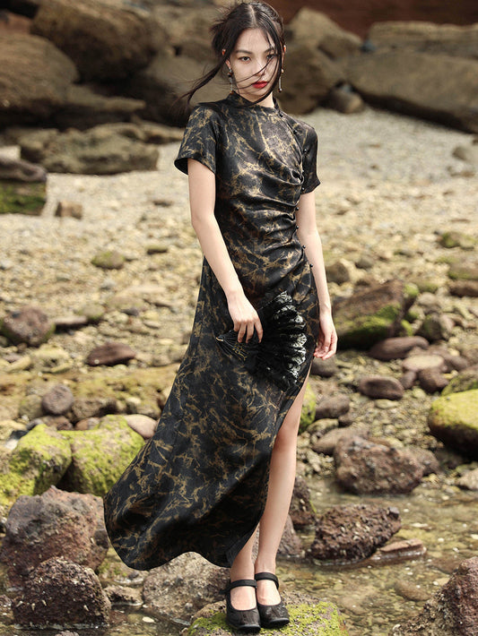 Lava - Women's Summer New Chinese Style Backless Cheongsam Dress