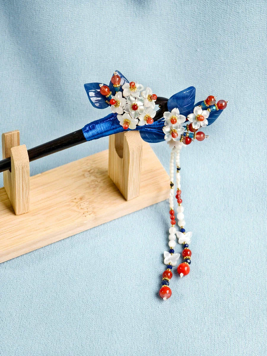 Hair Stick: Sapphire Bloom