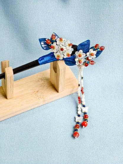 Hair Stick: Sapphire Bloom