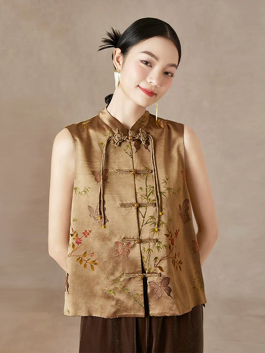 Fluttering Butterflies - New Chinese Style Jacquard Women Vest
