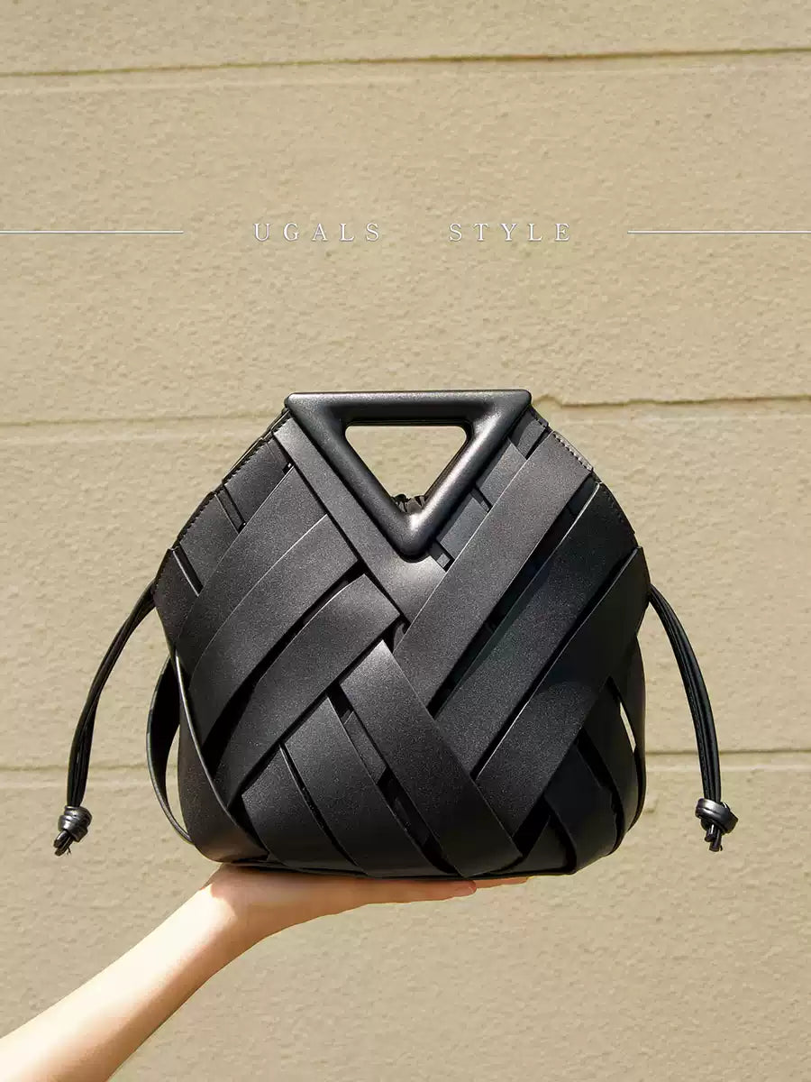 Vintage Woven Lattice Bucket Bag