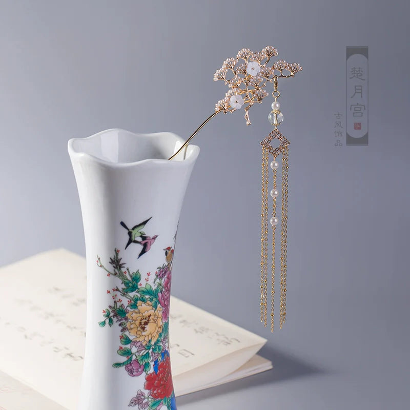 Long Tassels Hair Stick: Cedar