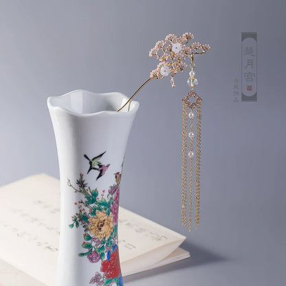 Long Tassels Hair Stick: Cedar