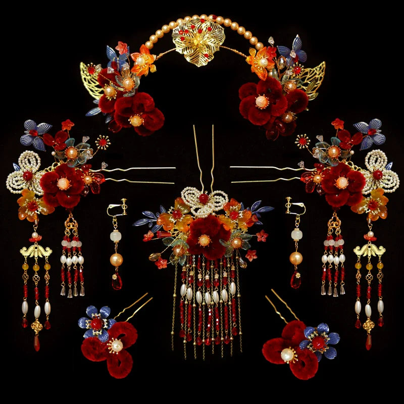 Chinese Wedding Hair Accessories: Velvet Touch