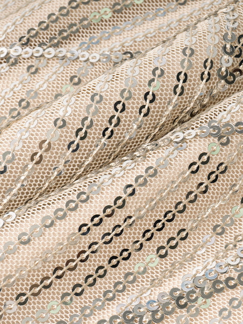 Champagne Sequin A-Line Skirt