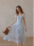 Sky Blue Lace Floral Dress