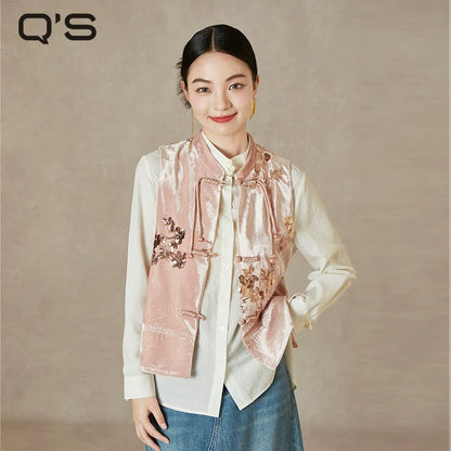 Velvet Blooms - New Chinese Style Sequin Embroidery Women Vest