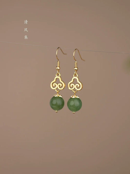 Jade Clouds Chinese Style Earrings