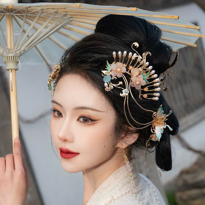 Hanfu Hair Accessories Set: Smoke and Rain Flowers