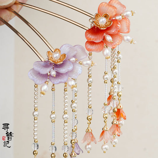 Floral Tassel Hair Pins: Petale
