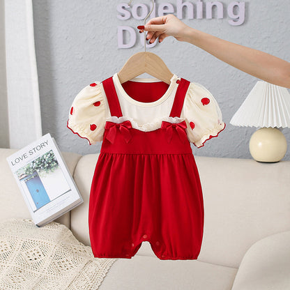 Red Apples - Romper Style Baby Onesies for Girls