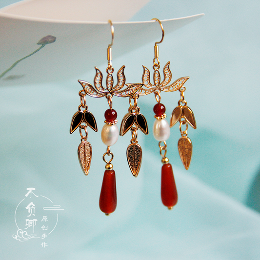 Fire Lotus Chinese Style Earrings