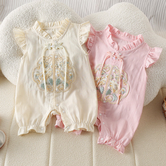 Apricot - Cheongsam Style Baby Onesies for Girls