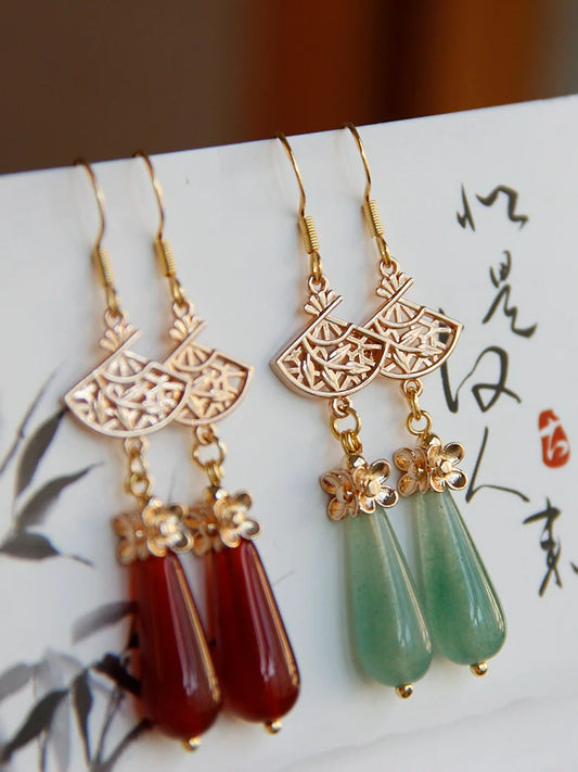 Oriental Fan Chinese Style Earrings
