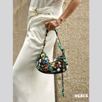 Colorful Stone Silk Satin Dumpling Clutch Bag
