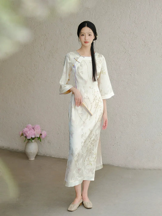Bamboo Leaf - New Chinese Style Cheongsam Dress (Preorder)