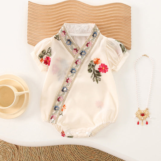 Flowers Picking - Chinese Hanfu Style Baby Onesies for Girls
