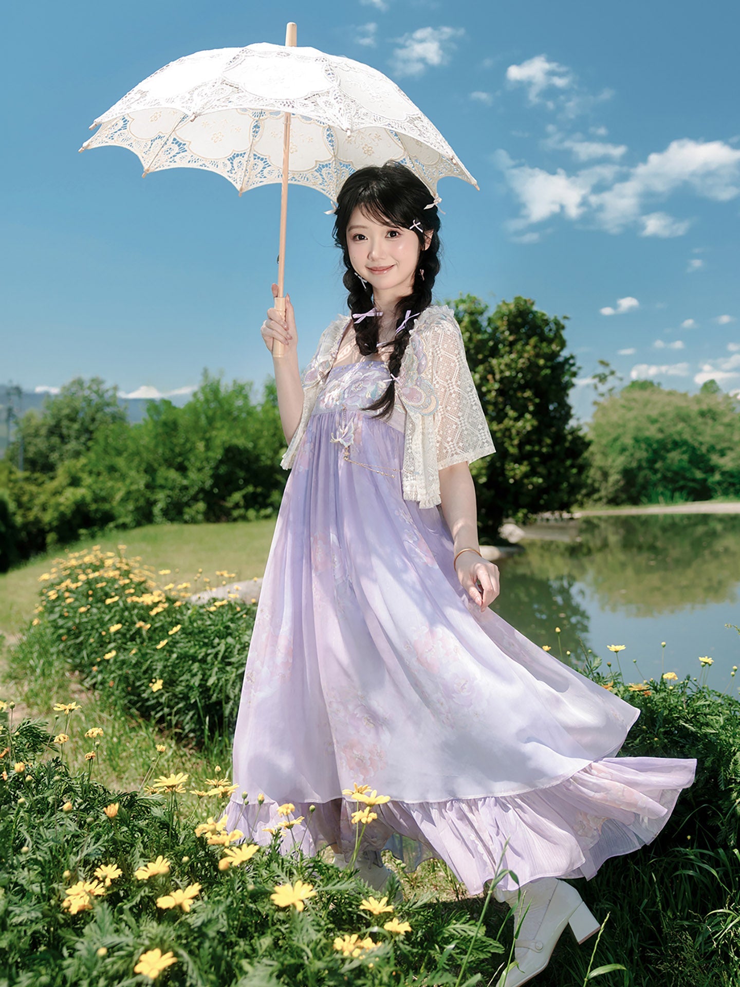 Ting Yue 汀月 - Modern Tang Dynasty Two-Piece Purple Hanfu for Summer (Preorder)