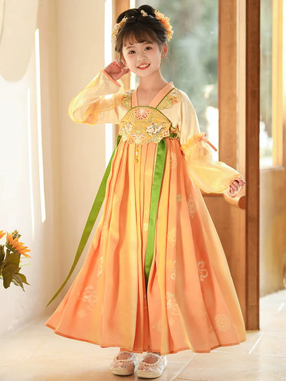 Sunset Glow - Tang Dynasty Hanfu Dress, Princess Costume for Girls