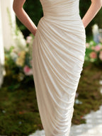 Enchanted Pearl Blossom Ruched Gown