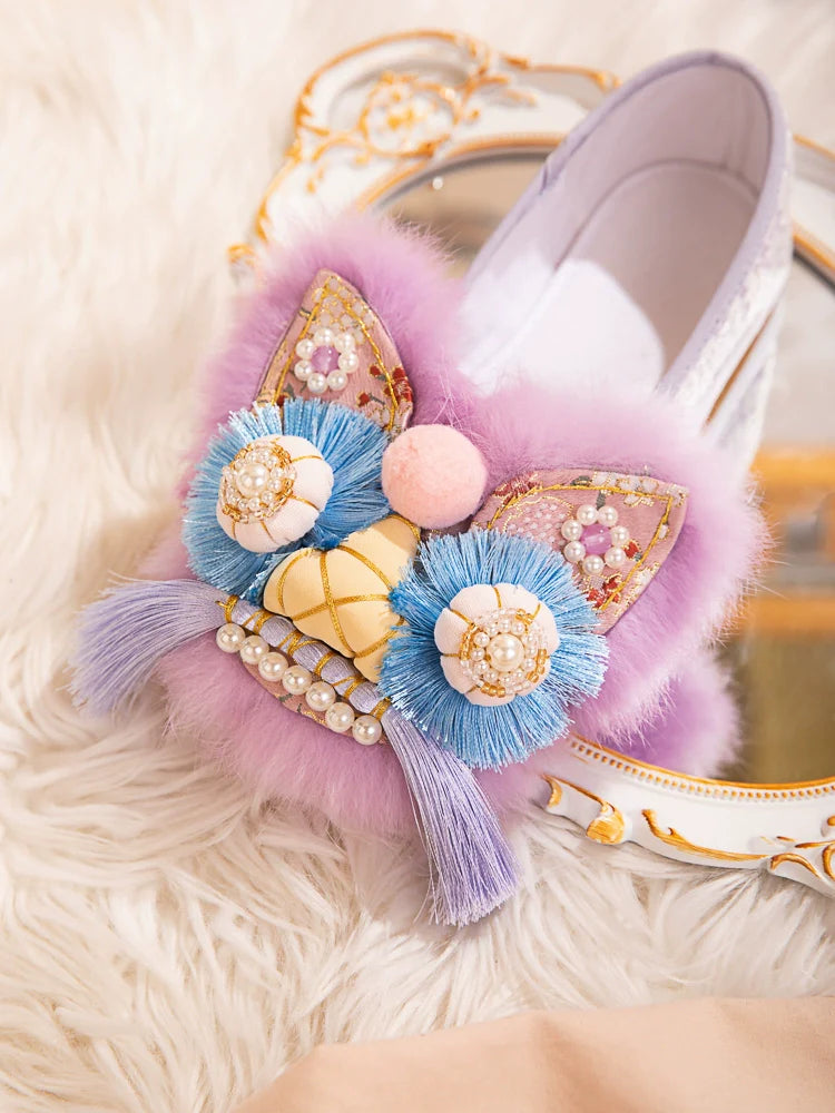 Rosy Lions - Traditional Chinese Lion Slip-On Shoes