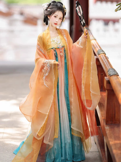 Listen to Rain 听雨 - Tang Dynasty Style Hanfu Dress Heziqun