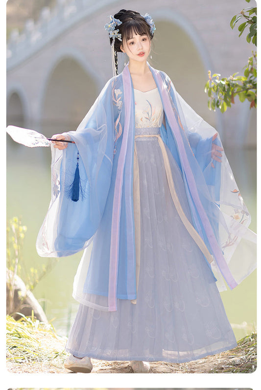 Indigo Blossoms - Song Dynasty Style Qiyao Ruqun Hanfu