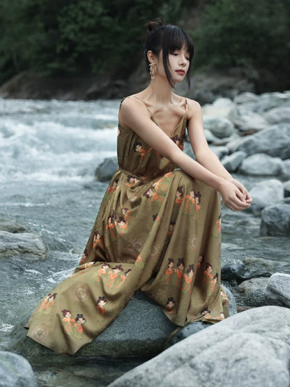 New Chinese Style Satin Summer Jacquard Tang Dynasty Dress