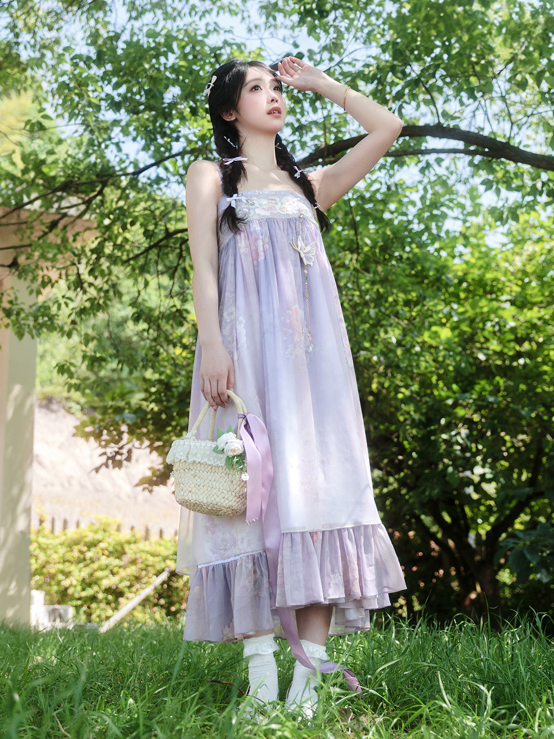 Ting Yue 汀月 - Modern Tang Dynasty Two-Piece Purple Hanfu for Summer (Preorder)
