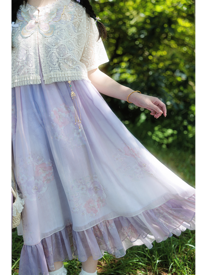 Ting Yue 汀月 - Modern Tang Dynasty Two-Piece Purple Hanfu for Summer (Preorder)