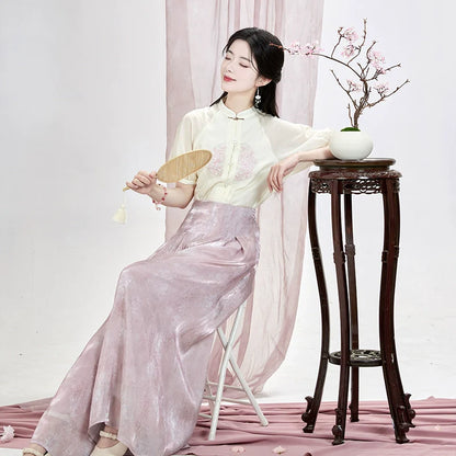 Ming Dynasty x Modern Hanfu: Summer Mist 粉雾花影 (Preorder)