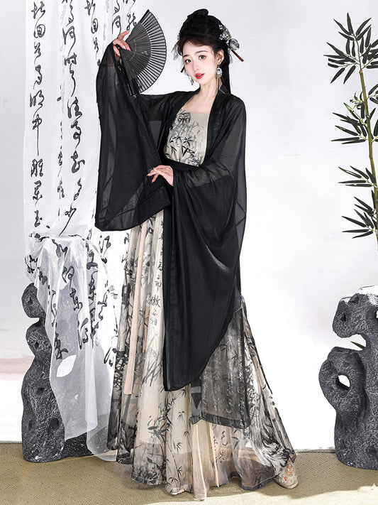 Ink Bamboo 墨竹 - Song Dynasty Style Qiyao Ruqun Hanfu