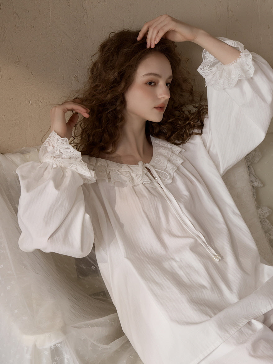 Romantic Ruffle Lace Loungewear Set