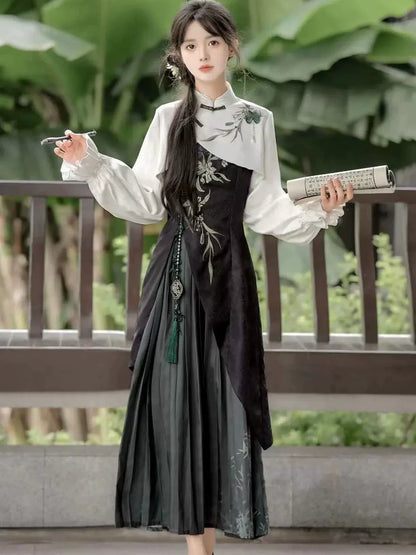 New Chinese Style Outfit: Snow in the Bamboo Ravine 竹涧雪