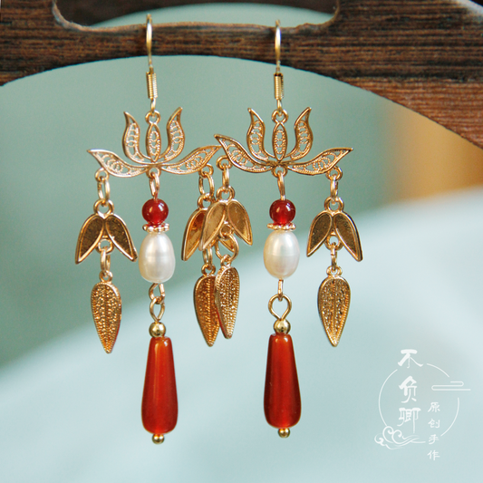 Fire Lotus Chinese Style Earrings