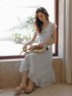 Sky Blue Lace Collar Dress
