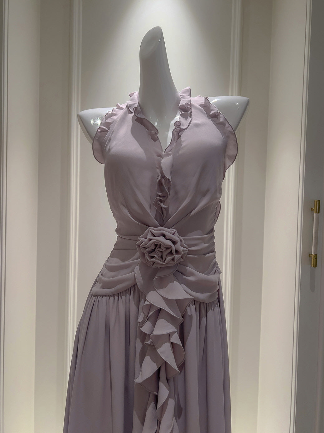 Lilac Rose Ruffle Chiffon Dress