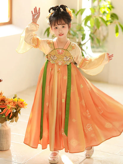 Sunset Glow - Tang Dynasty Hanfu Dress, Princess Costume for Girls