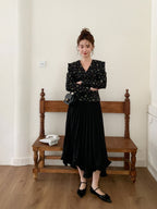 Black Vintage Floral Blouse