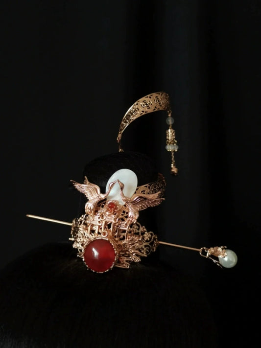 Spiral Cranes - Unisex Hanfu Hair Crown