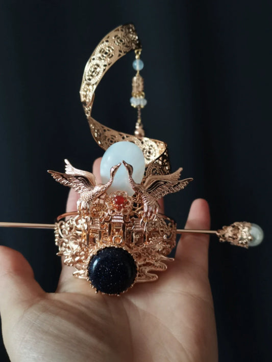 Spiral Cranes - Unisex Hanfu Hair Crown