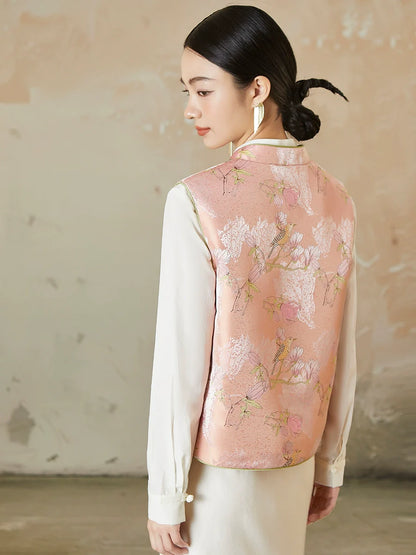 Birds and Peony - New Chinese Style Jacquard Women Vest