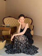 Black Ruffle Camisole & Paisley Maxi Skirt