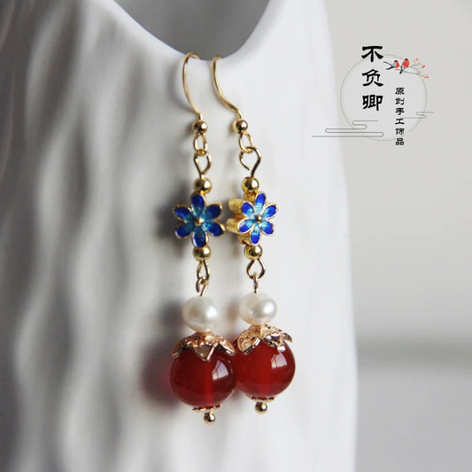 Dark Fleur Chinese Style Earrings