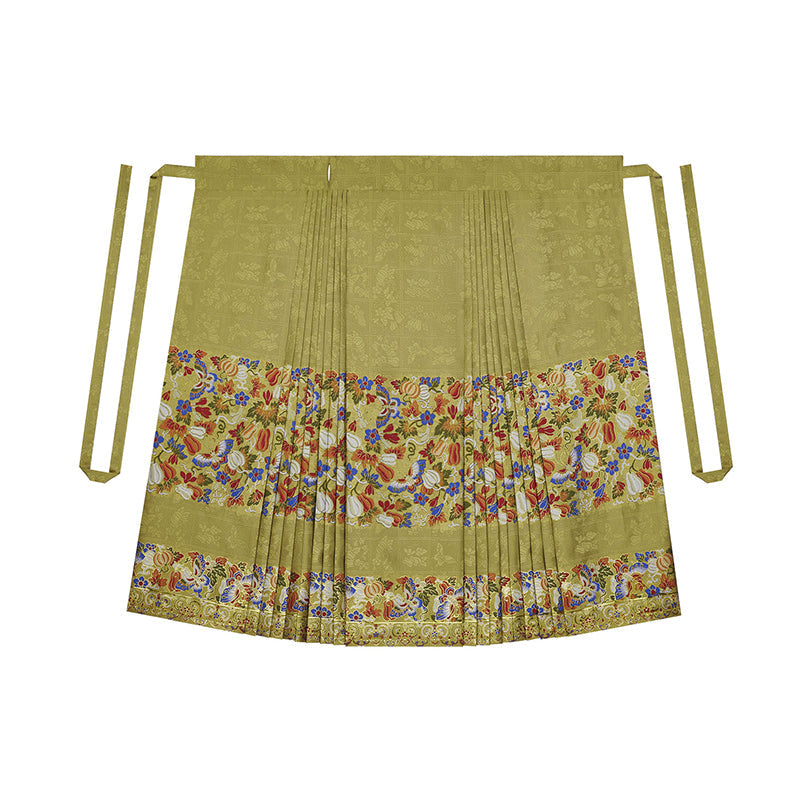 Tangled Branches 缠枝 - Square Collar Top & Mamianqun Ming Dynasty Hanfu Set (Preorder)