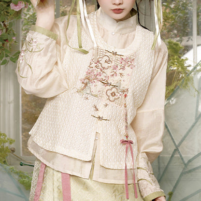 Burning Peach Blossom 桃花灼灼 - Ming Dynasty Mamianqun Modern Hanfu for Spring (Preorder)