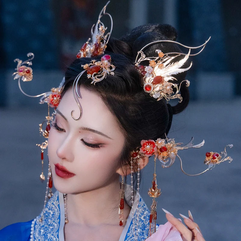 Hanfu Hair Accessories Set: Red Fox