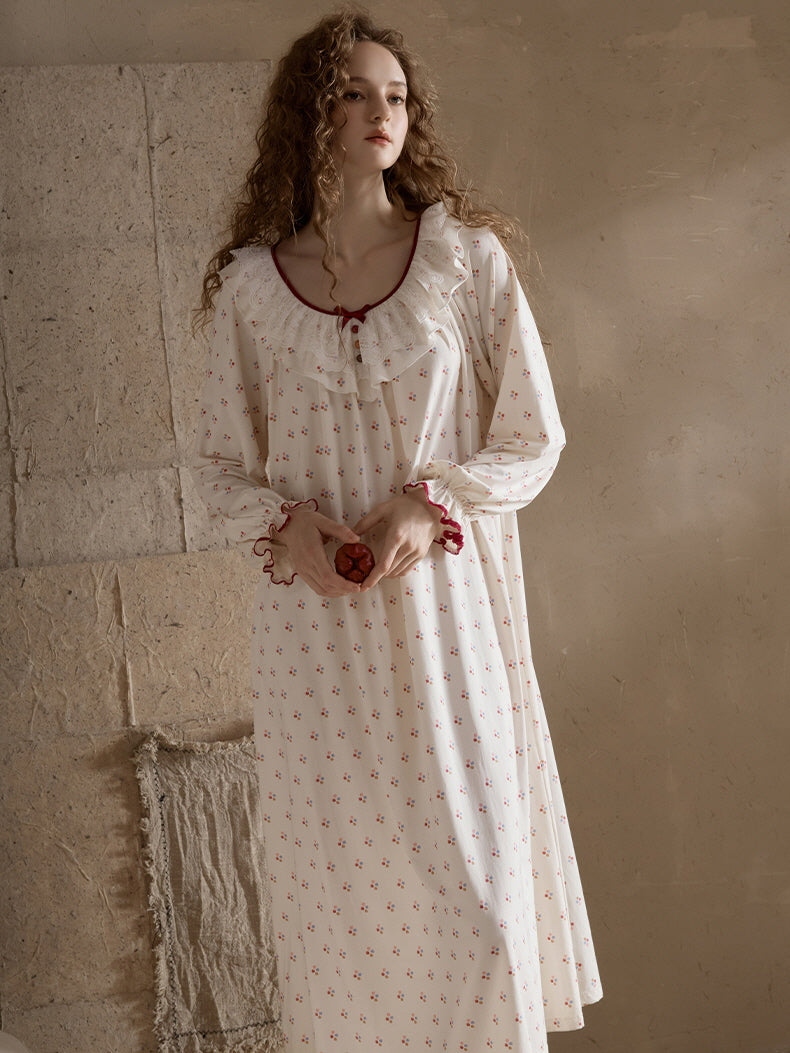 Vintage Rose Ruffle Nightgown