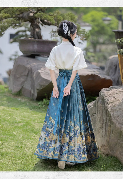 Ming Dynasty Modern Hanfu, Mamianqun, Crane Returns 鹤春归